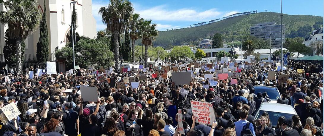 Anti-femicide demonstration in Cape Town, South Africa following the death of Uyinene Mrwetyana, Sept. 2019.